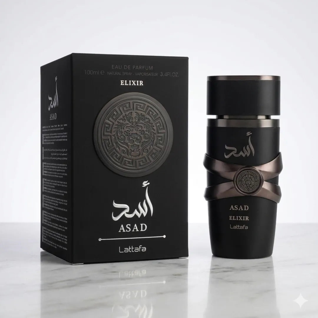 Asad Elixir · Lattafa · Oud Amaderado Intenso y Duradero