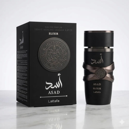 Asad Elixir · Lattafa · Oud Amaderado Intenso y Duradero