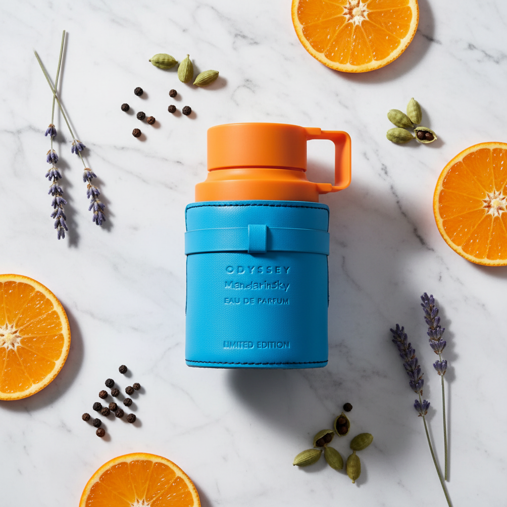Armaf Odyssey Mandarin Sky 100ml EDP - lifestyle con ingredientes
