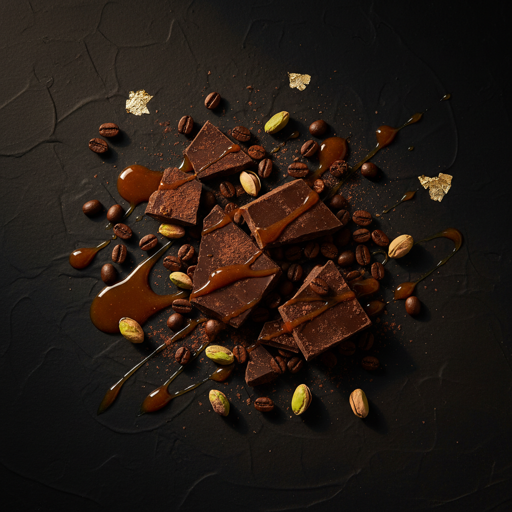 Dubai Chocolat - Ambiente con chocolate, café y pistacho