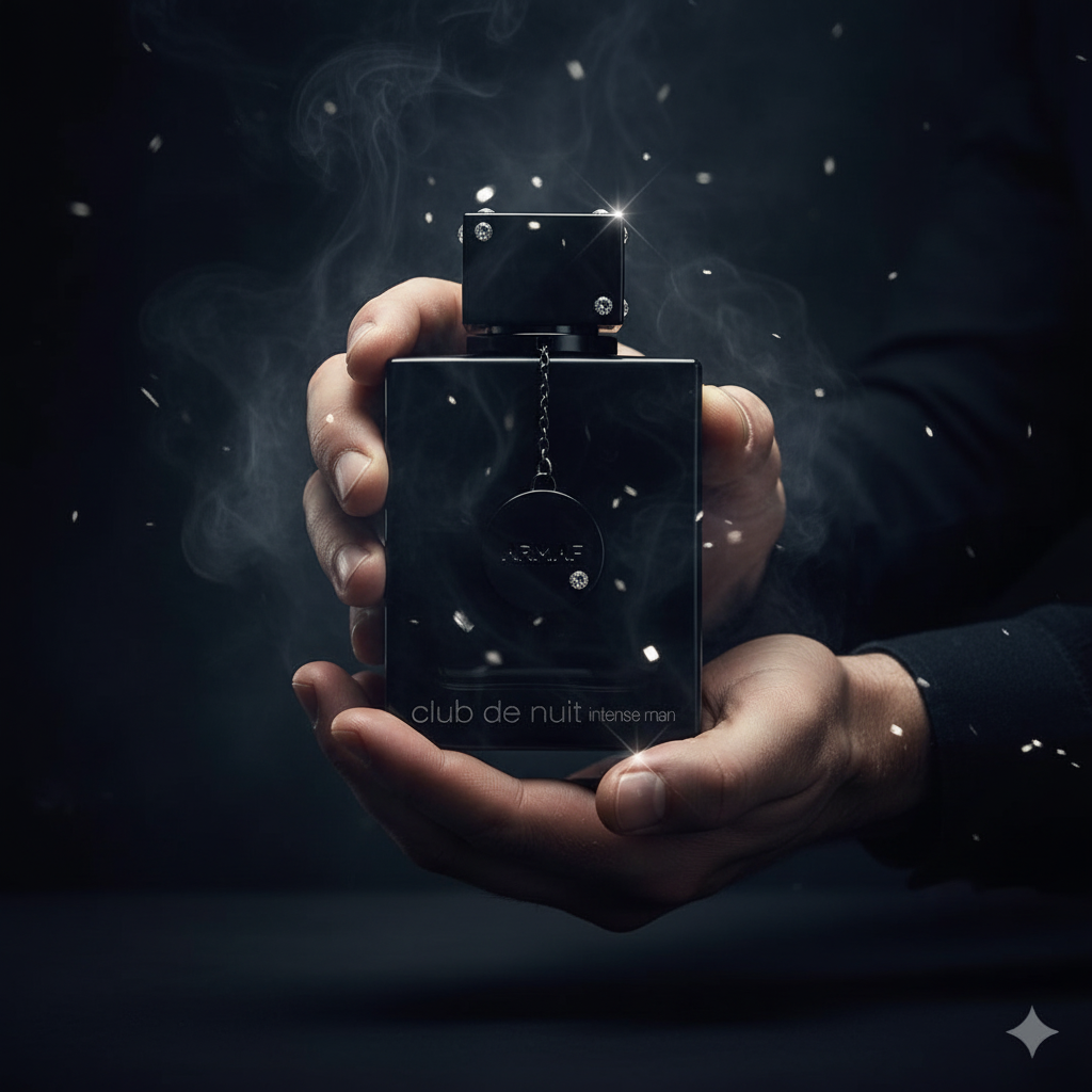 Club de Nuit Intense Man Armaf - manos masculinas atmósfera nocturna dramática